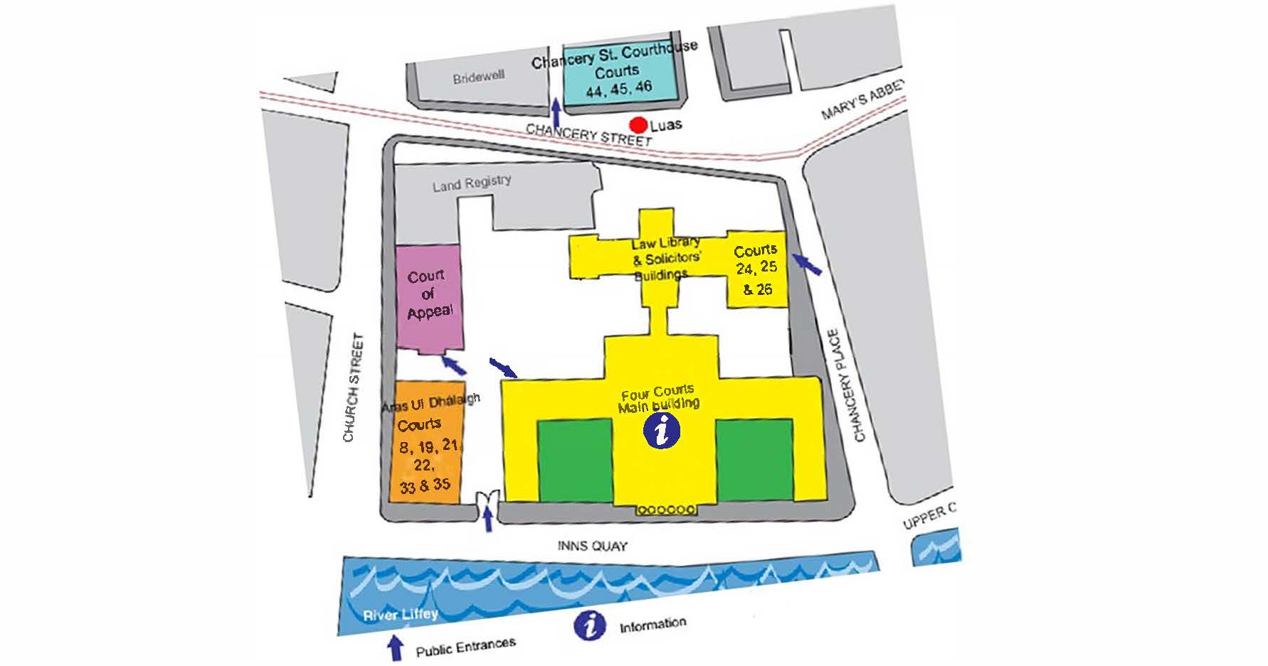 Map of the Four Courts complex