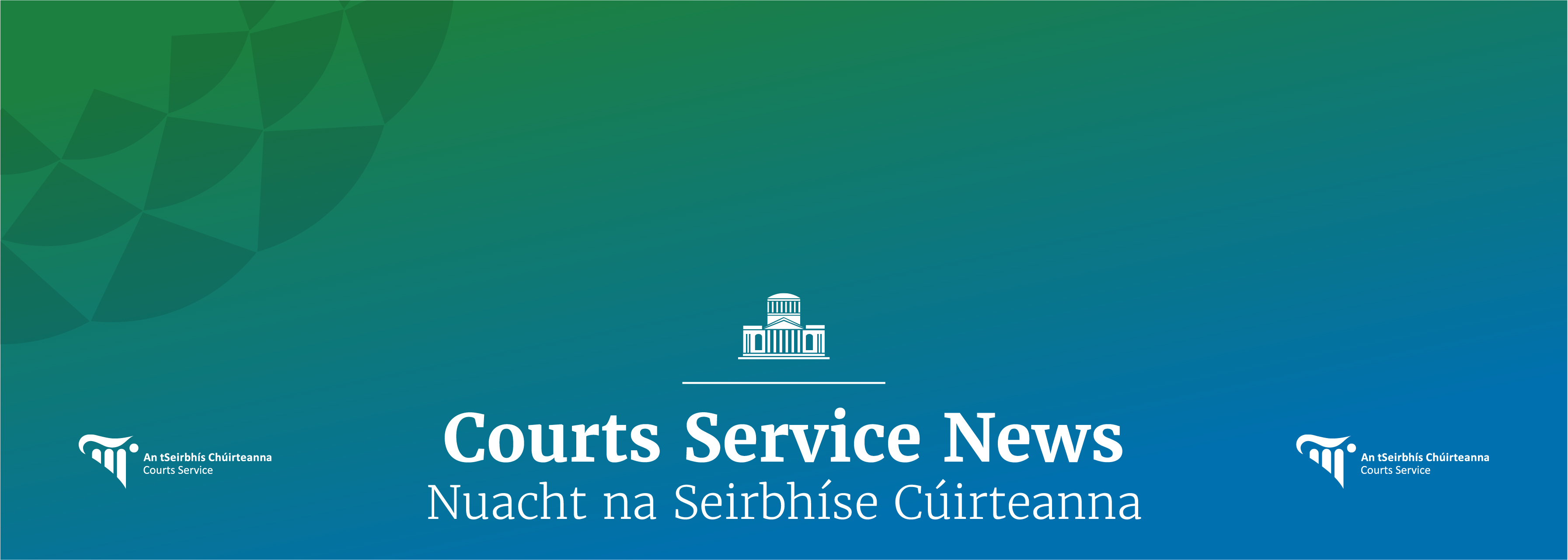 Magazine Banner image showing the title of the Courts Service magazine - Courts Service News